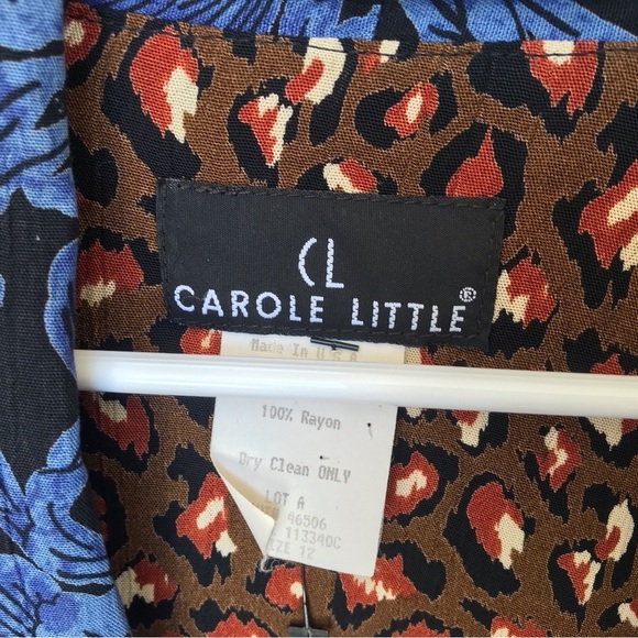 Vintage Boho Carol Little Jacket Multi-Print SzL Shoulder Pads Tie Front Crepe - Picture 5 of 8